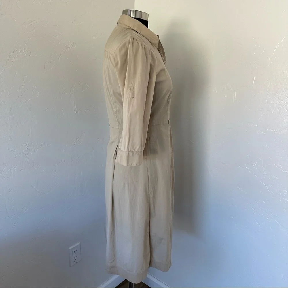 Tory Burch Tan 3/4 Sleeve Button Down Shirt Dress Size 2